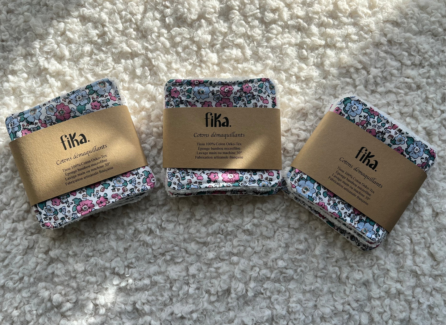 Cotons démaquillants - Fleurs parme (Lot de 5 ou de 10)